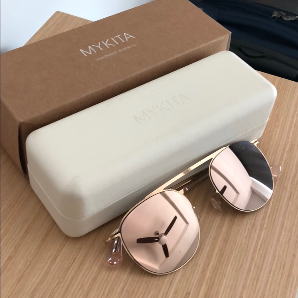 MYKITA ERLING SUNGLASSES GOLD CUSHION SHAPE MIRROR